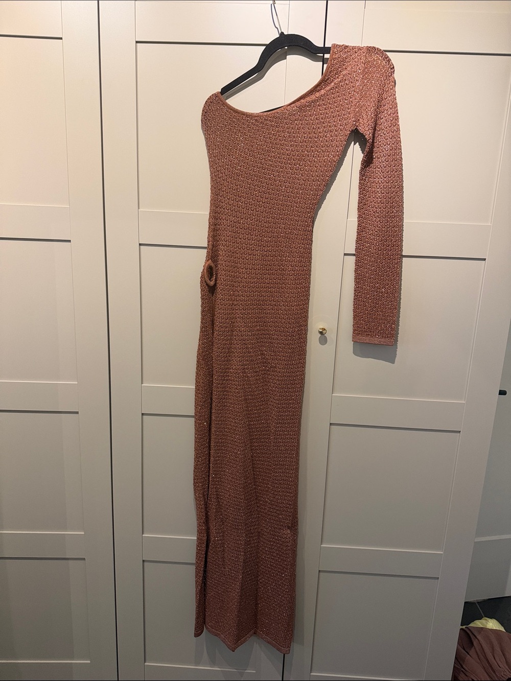 Monday swim Women's Long One-Shoulder Knit Dress cover up in Rust
